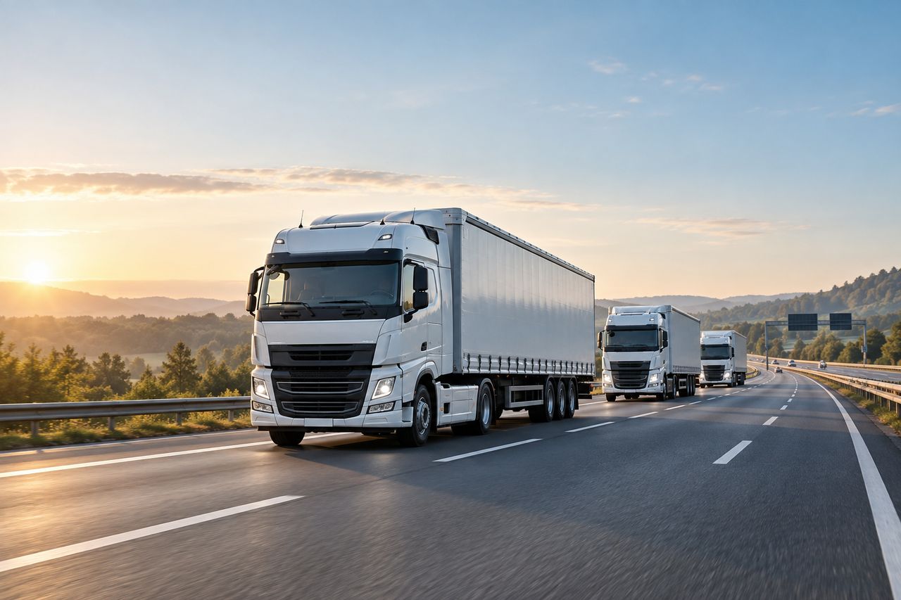 Camión de transporte internacional en ruta europea